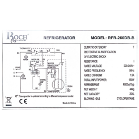 Réfrigérateur combiné congélateur bas ROCH 260DB-B 260DB-- 260L 3T – Image 6