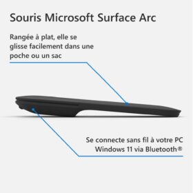 Souris Bluetooth Microsoft Arc Mouse —  noire ultra‑fine et ergonomique – Image 6