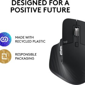 Souris sans fil ergonomique Logitech MX Master 3S —  8 000 DPI, USB‑C; Bluetooth — Gris pâle – Image 2