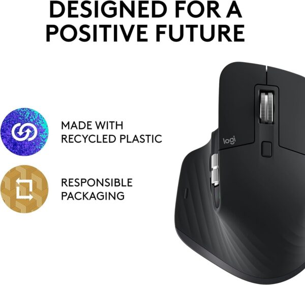 Souris sans fil ergonomique Logitech MX Master 3S —  8 000 DPI, USB‑C; Bluetooth — Gris pâle