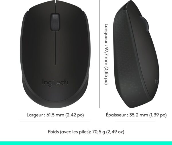 Souris sans fil Logitech M171 — 2,4 GHz (ambidextre, autonomie 12 mois)