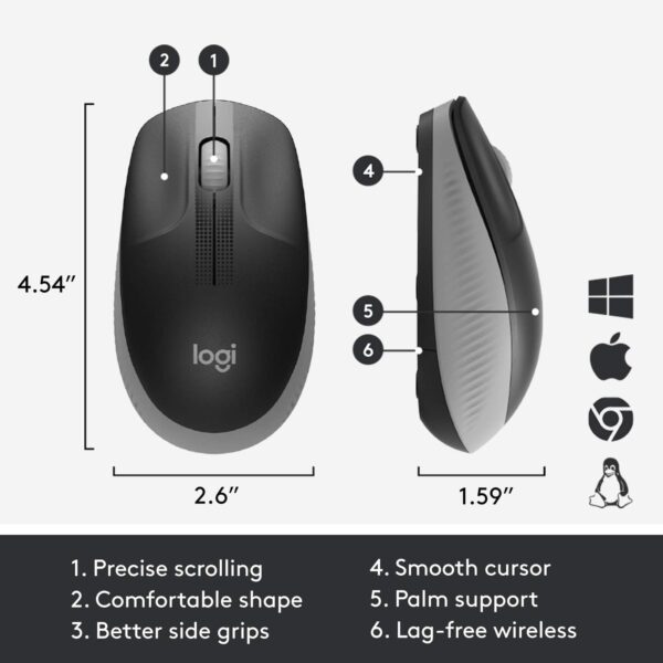 Souris sans fil Logitech M190 — ergonomique 1000 DPI