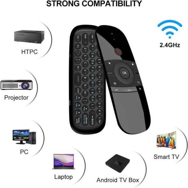 WeChip W1 Air Mouse — Télécommande Airmouse 2,4 GHz & Bluetooth (Clavier QWERTY, 6 axes)