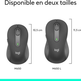 Souris sans fil  Logitech Signature M650 L — pour gaucher, Graphite (Taille L) – Image 3