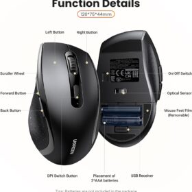 Souris sans fil  UGREEN M511 — Bluetooth & 2.4GHz, 4000 DPI (silencieuse, ergonomique) – Image 4