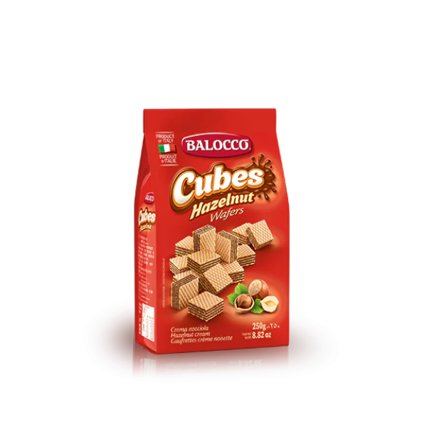 Balocco Mini Cubes — Gaufrettes croustillantes chocolat & vanille-250g