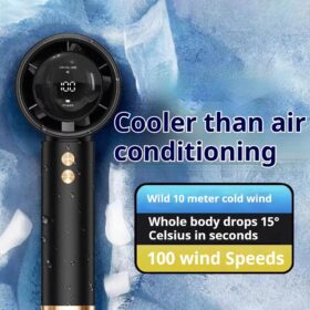 Mini ventilateur portable USB N68 — 100 vitesses, écran LED – Image 4