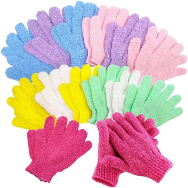 Lot de 10 gants de douche exfoliants double-face (5 doigts) — Polyester/Nylon