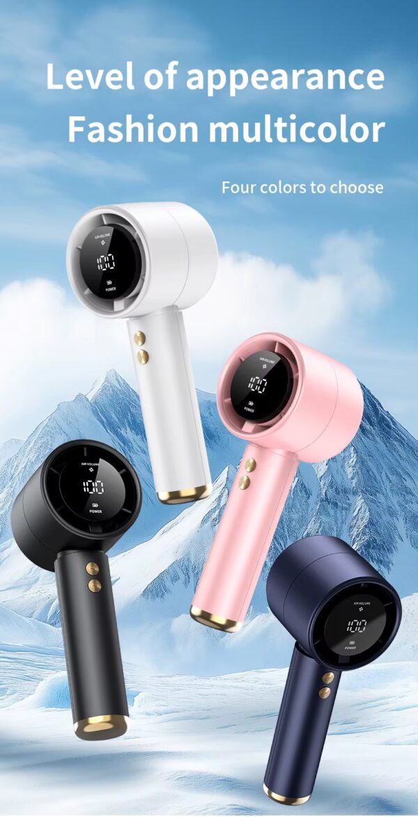 Mini ventilateur portable USB N68 — 100 vitesses, écran LED