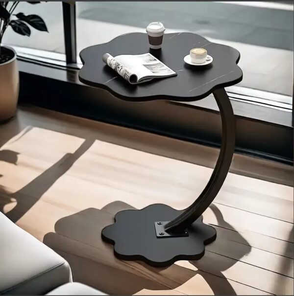 Table d'appoint pétale moderne — cadre métallique (noir / marron)