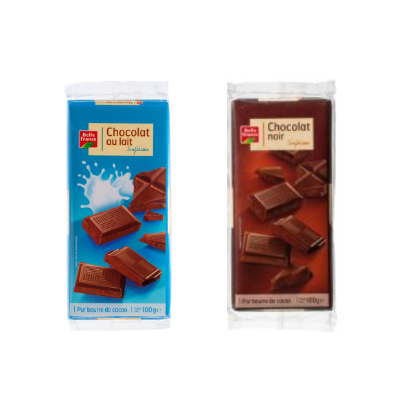 Tablettes de chocolat— au lait ou noir