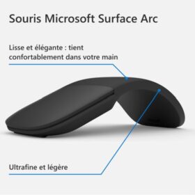 Souris Bluetooth Microsoft Arc Mouse —  noire ultra‑fine et ergonomique