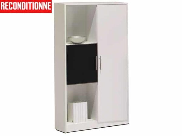 MEUBLE RANGEMENT HT 1P BOIS SSO44 100*52*180 PU NOIR/BLAN