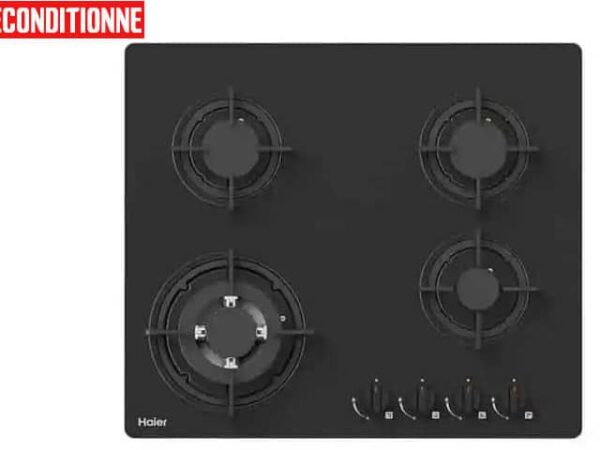 Plaque de cuisson Haier HOB 765B encastrable à gaz 4 feux 60x60 (Noir) — Reconditionnée