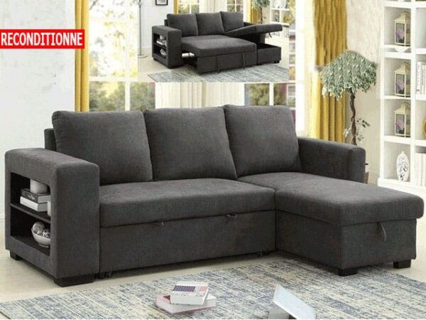 Salon d’angle convertible LUCENA 4 places Couleur Chocolate (Reconditionné)