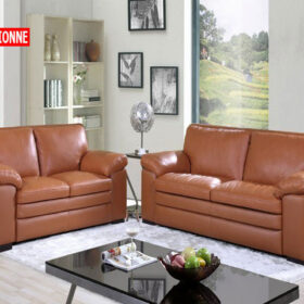 Salon Cuir 6 Places S-131 Gris Silver A99&ndash; Salon Cuir &Eacute;l&eacute;gant et Confort Premium(Reconditionn&eacute;)