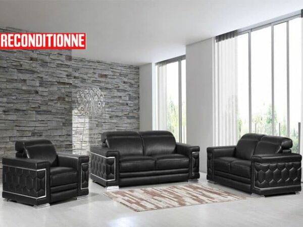 Salon Cuir 6 Places S-692 Marron Foncé A88– Salon Cuir Chic et Confort Haut de Gamme(Reconditionné)