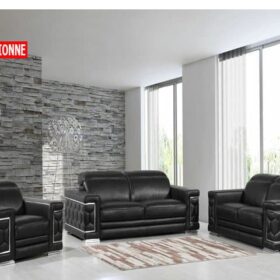 Salon Cuir 6 Places S-692 Marron Foncé A88– Salon Cuir Chic et Confort Haut de Gamme(Reconditionné)