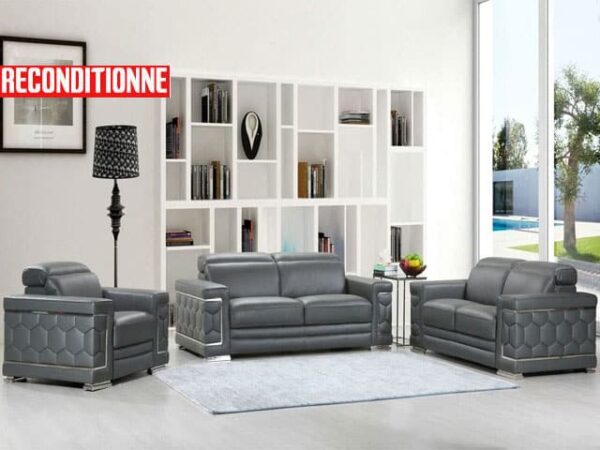 Salon Cuir 6 Places S-692 Couleur VERT (Reconditionné)