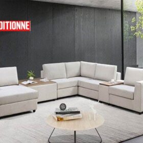 Salon 6 places Santa Fe-ML161111-16 ( tissu vert lagon- Reconditionné )