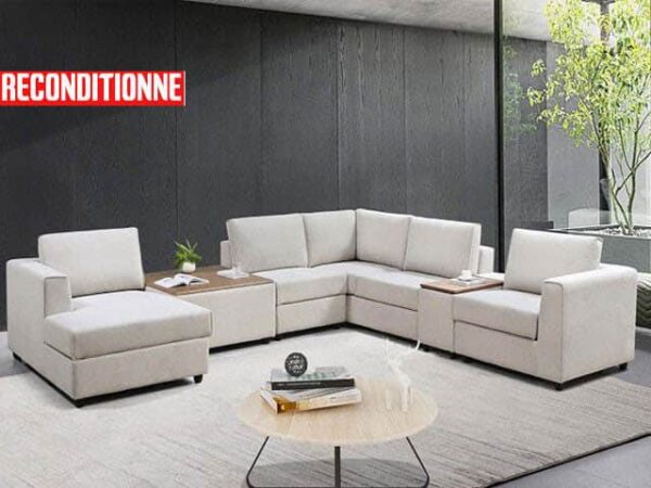 Salon Tissu  6 Places ANGLE V-259 (Beige - Reconditionnée)