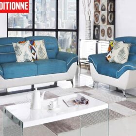 Salon 9 places en tissu Diamond ((Beige Et Marron) Reconditionné )