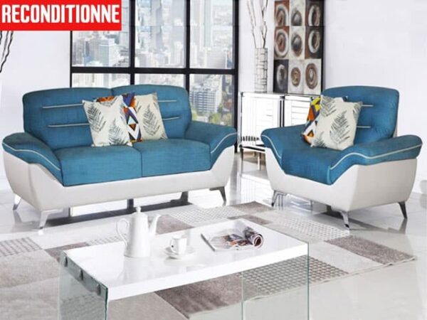 Salon 6 places Santa Fe-ML161111-16 ( tissu vert lagon- Reconditionné )