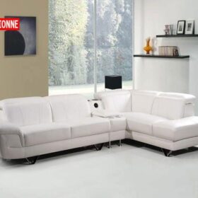 Salon Cuir-LD-836- 5 Places (Reconditionné -Couleur : Noir)