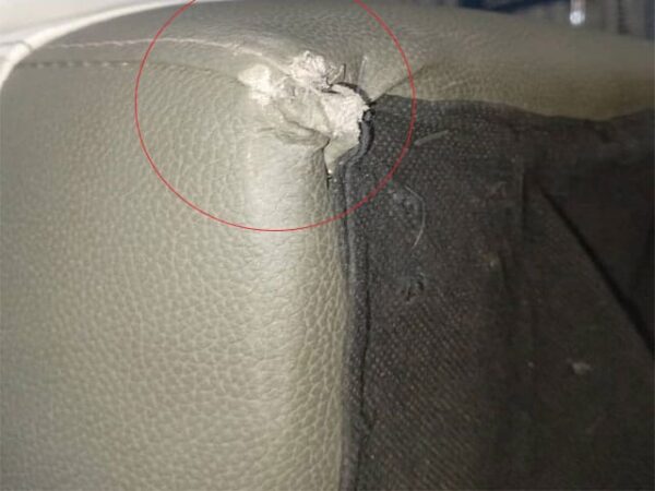 Salon Cuir- LD-535- 5 Places (Couleur: Grise/Blanche- Reconditionné )