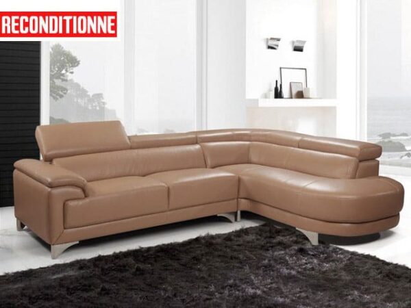 Salon Cuir-LD-836- 5 Places (Reconditionné -Couleur : Noir)