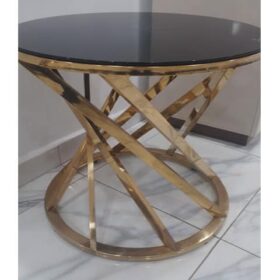 TABLE DE COIN EN VERRE C013 52X52 PIED DOREE RECOND