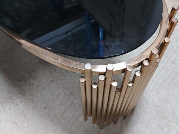 TABLE BASSE REF TD-3  EN VERRE NOIR /DOREE RECONDITIONNEE