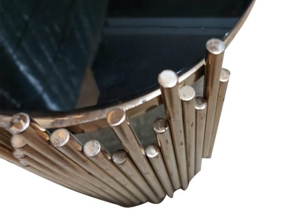 TABLE BASSE REF TD-3  EN VERRE NOIR /DOREE RECONDITIONNEE