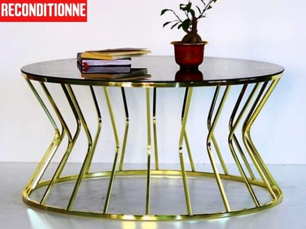 Table basse Sandy 120005 couleur noir dorée 90×45×90 reconditionnée