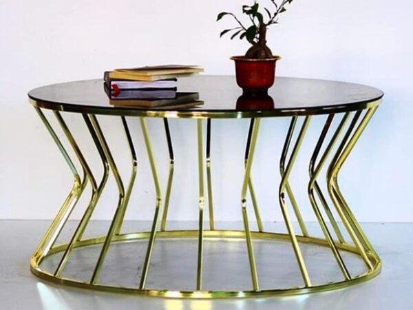 Table basse Sandy 120005 couleur noir dorée 90×45×90 reconditionnée