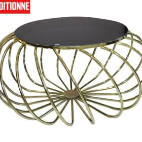 TABLE BASSE BUKET 120069 NOIRE DOREE 90X44X90