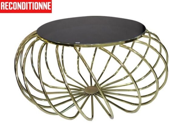 TABLE BASSE BUKET 120069 NOIRE DOREE 90X44X90