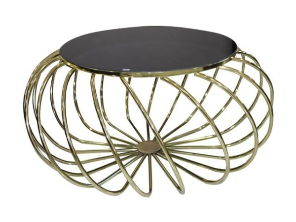 TABLE BASSE BUKET 120069 NOIRE DOREE 90X44X90