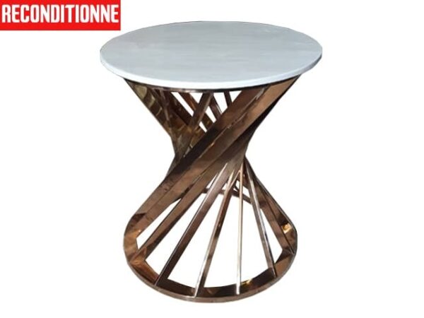 TABLE BASSE T882 70X70X40 MARBRE DOREE NOIRE RECONDITIONNEE