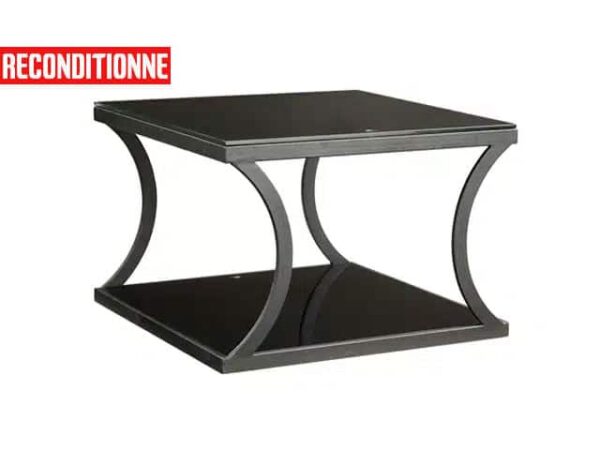 Table d’angle en verre noir reconditionnée-HYF04-0606