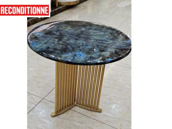 TABLE DE COIN EN MARBRE TT210 60X60 DOREE RECONDITIONNEE