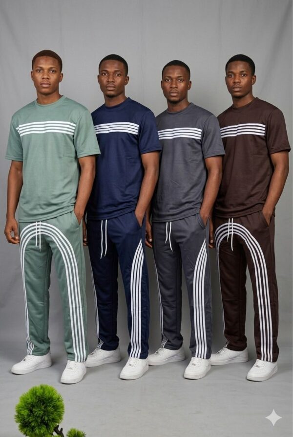 Ensemble été homme en coton — chemise manches courtes + pantalon (XL–XXL)