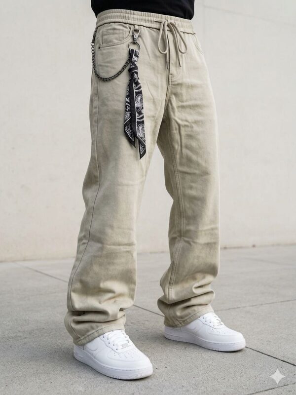 Pantalon homme jambe large en coton — Gris (XL, XXL, XXXL)