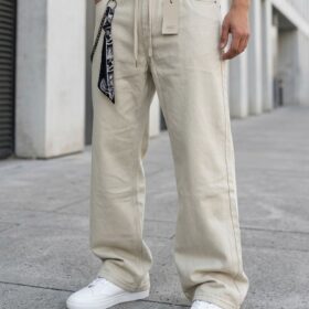 Pantalon homme jambe large en coton — Gris (XL, XXL, XXXL) – Image 5