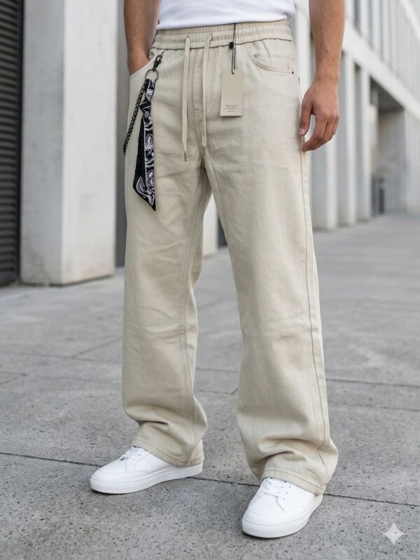 Pantalon homme jambe large en coton — Gris (XL, XXL, XXXL)