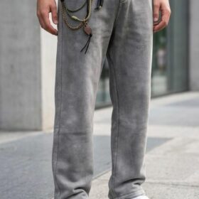 Pantalon homme jambe large en coton — Gris (XL, XXL, XXXL) – Image 9