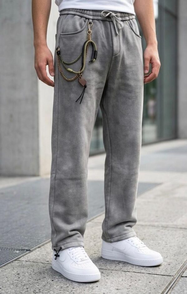 Pantalon homme jambe large en coton — Gris (XL, XXL, XXXL)