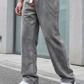 Pantalon homme jambe large en coton — Gris (XL, XXL, XXXL) – Image 7