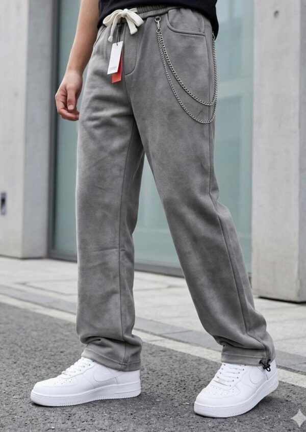 Pantalon homme jambe large en coton — Gris (XL, XXL, XXXL)