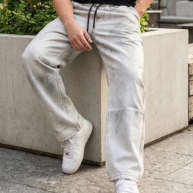 Pantalon homme jambe large en coton — Gris (XL, XXL, XXXL) – Image 13